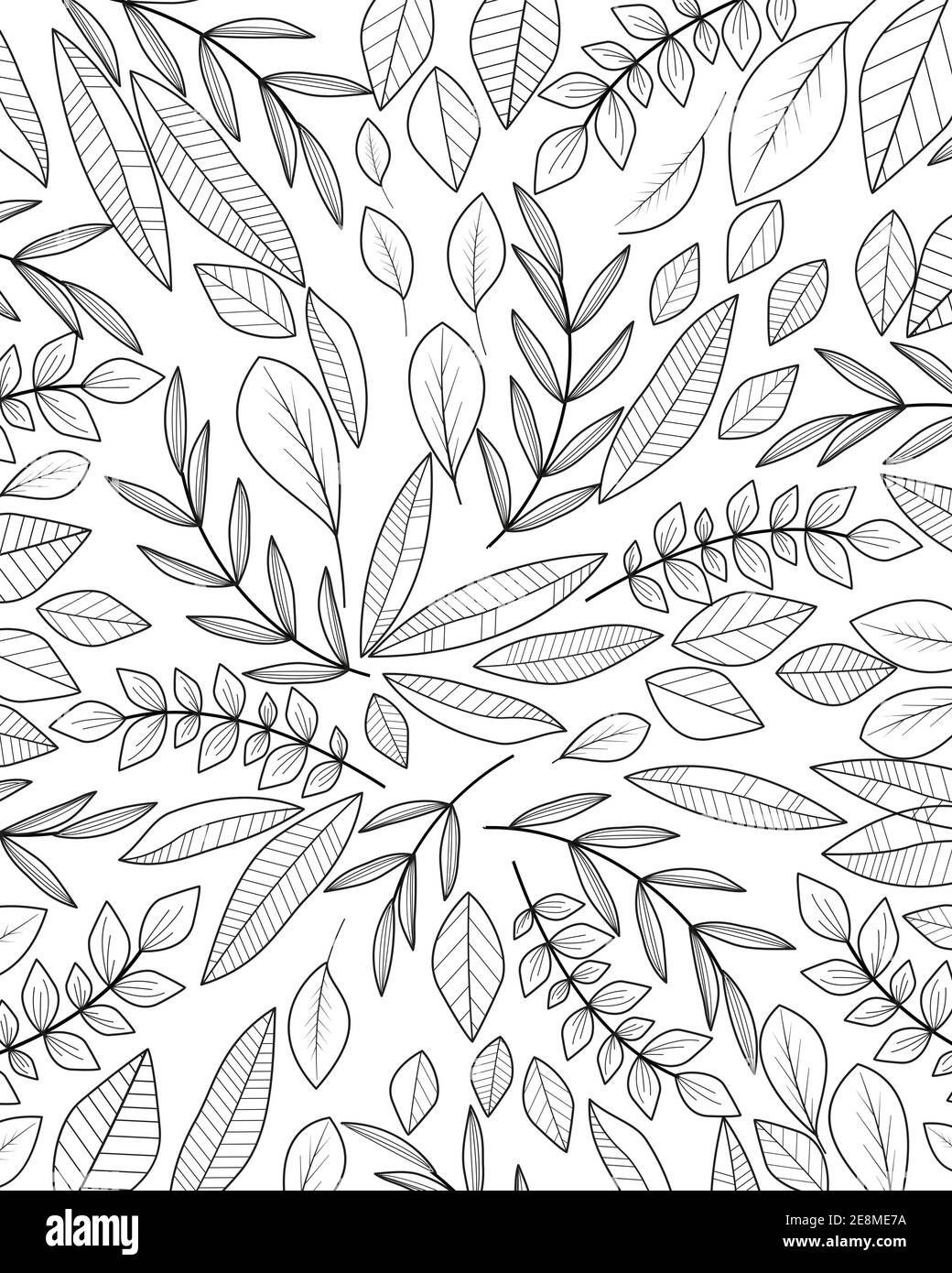 Illustration vectorielle de la décoration florale avec feuilles, dessin à la main, fond naturel Illustration de Vecteur