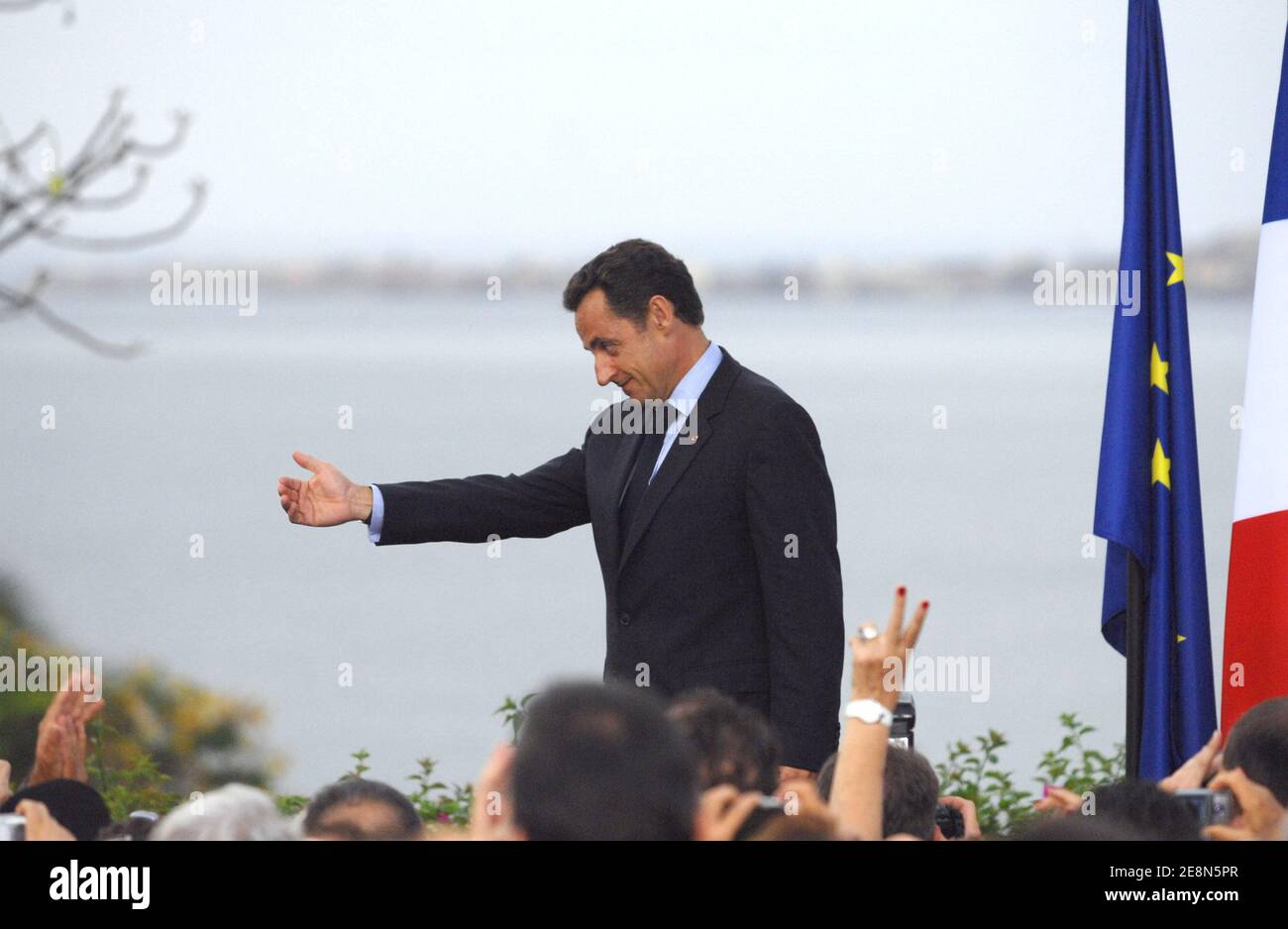 Le président français Nicolas Sarkozy prononce un discours à l ...