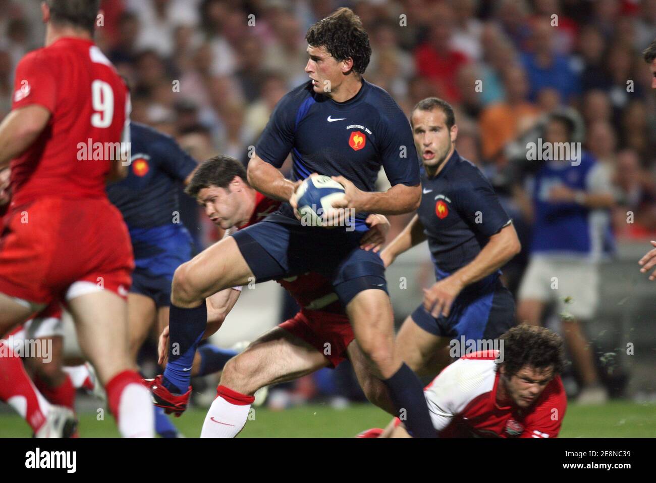 Yannick Jauzion en France pendant le match amical, France contre Angleterre au stade Velodrome de Marseille, France, le 18 août 2007. La France a remporté 22-9 lors d'un match de test de réchauffement de la coupe du monde à Marseille. Photo de Morton-Taamallah/Cameleon/ABACAPRESS.COM Banque D'Images