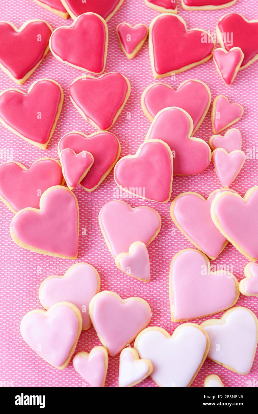 Biscuits au sucre en forme de cœur Banque D'Images