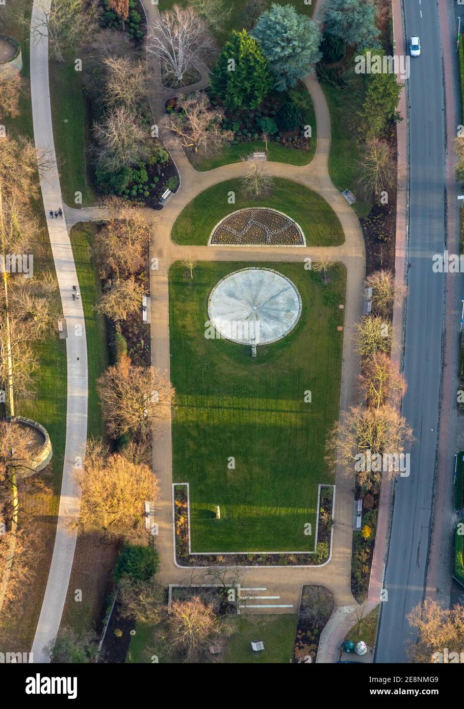Vue aérienne, roseraie, fontaine, Dasselwall, Soest, Soester Börde, Rhénanie-du-Nord-Westphalie, Allemagne, DE, Europe, jardin, Gräfte, espace vert, antenne Banque D'Images