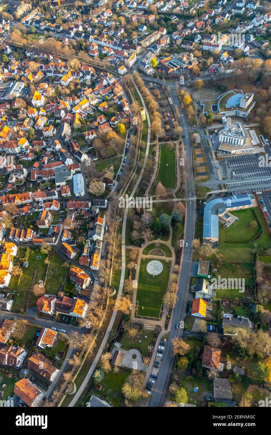 Vue aérienne, Hôtel de ville Soest, Rose Garden, Fontaine, Dasselwall, Hôtel Susato, Hôtel Am Wall, Soest, Soester Börde, Rhénanie-du-Nord-Westphalie, Allemagne, D Banque D'Images