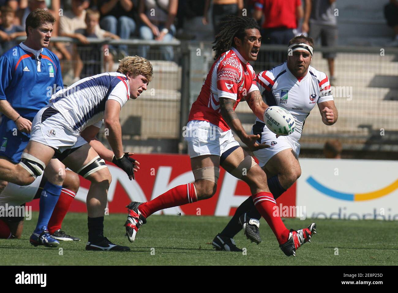 Le Hale Pole des Tonga lors du match de rugby de la coupe du monde 2007,  Tonga contre USA au stade Mosson de Montpellier, France, le 12 septembre  2007. Tonga a gagné