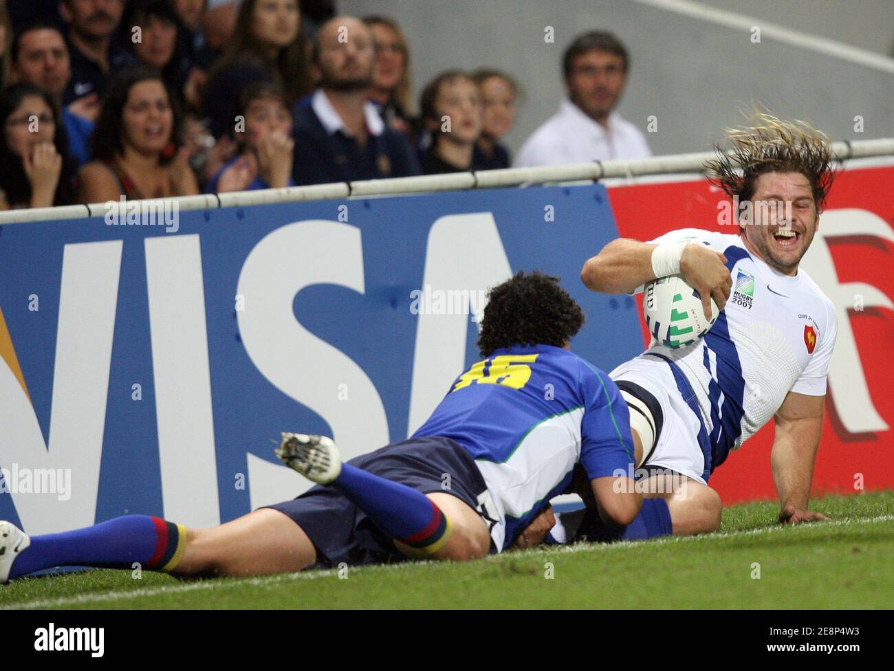 Cedric Heymans de France pendant la coupe du monde de rugby 2007 de l'IRB, Pool D, Pool D, France contre Namibie au stade municipal de Toulouse, France, le 16 septembre 2007. Photo de Gouhier-Taamallah/Cameleon/ABACAPRESS.COM Banque D'Images