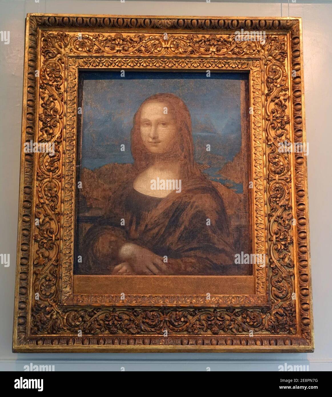 Mona Lisa, d'après Léonard de Vinci, XVIe-XVIIIe siècle, huile sur toile sur panneau Banque D'Images