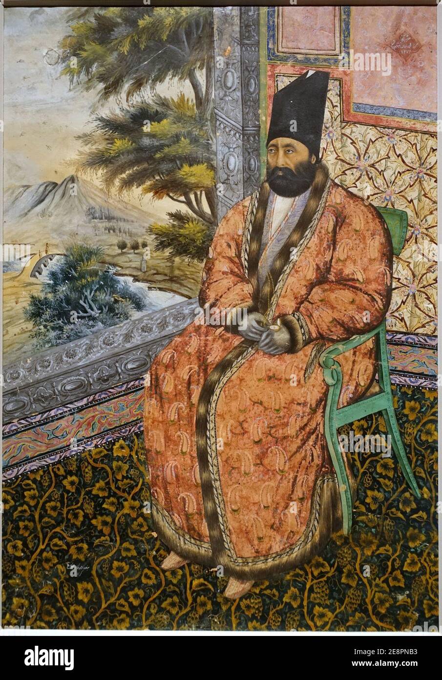 Mirza Muhammad Khan Qentra, signé par Abbas-Quli Karami, Iran, daté de 1855 après J.-C., aquarelle opaque et encre sur papier - Banque D'Images