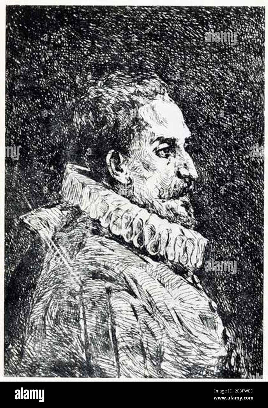 Miguel de Cervantes, por Gómez Terraza y Aliena. Banque D'Images