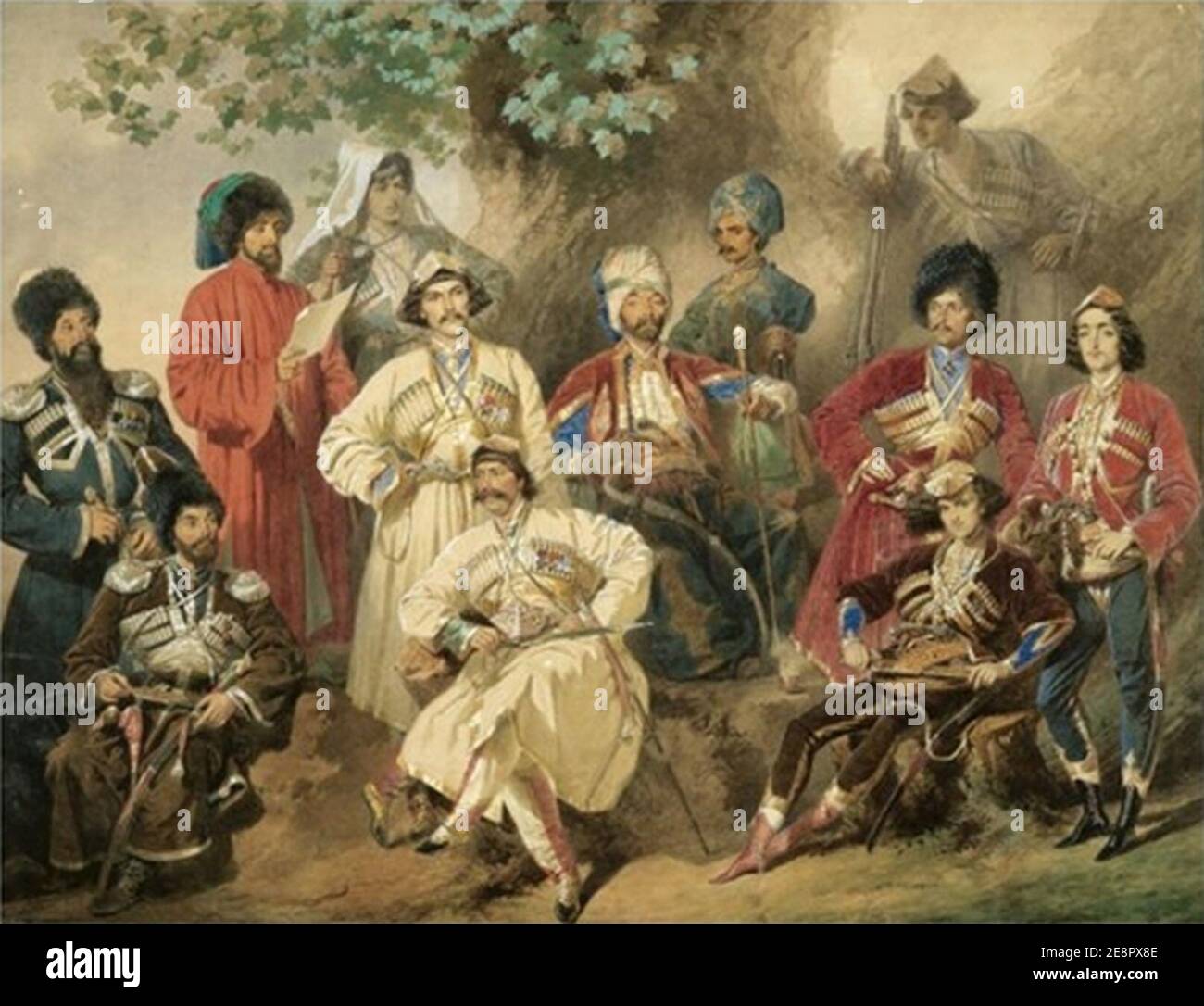 Mihály von Zichy. Groupe militaire. Aquarelle et gouache sur crayon posé sur toile. 1881. 65 x 85 cm. Banque D'Images