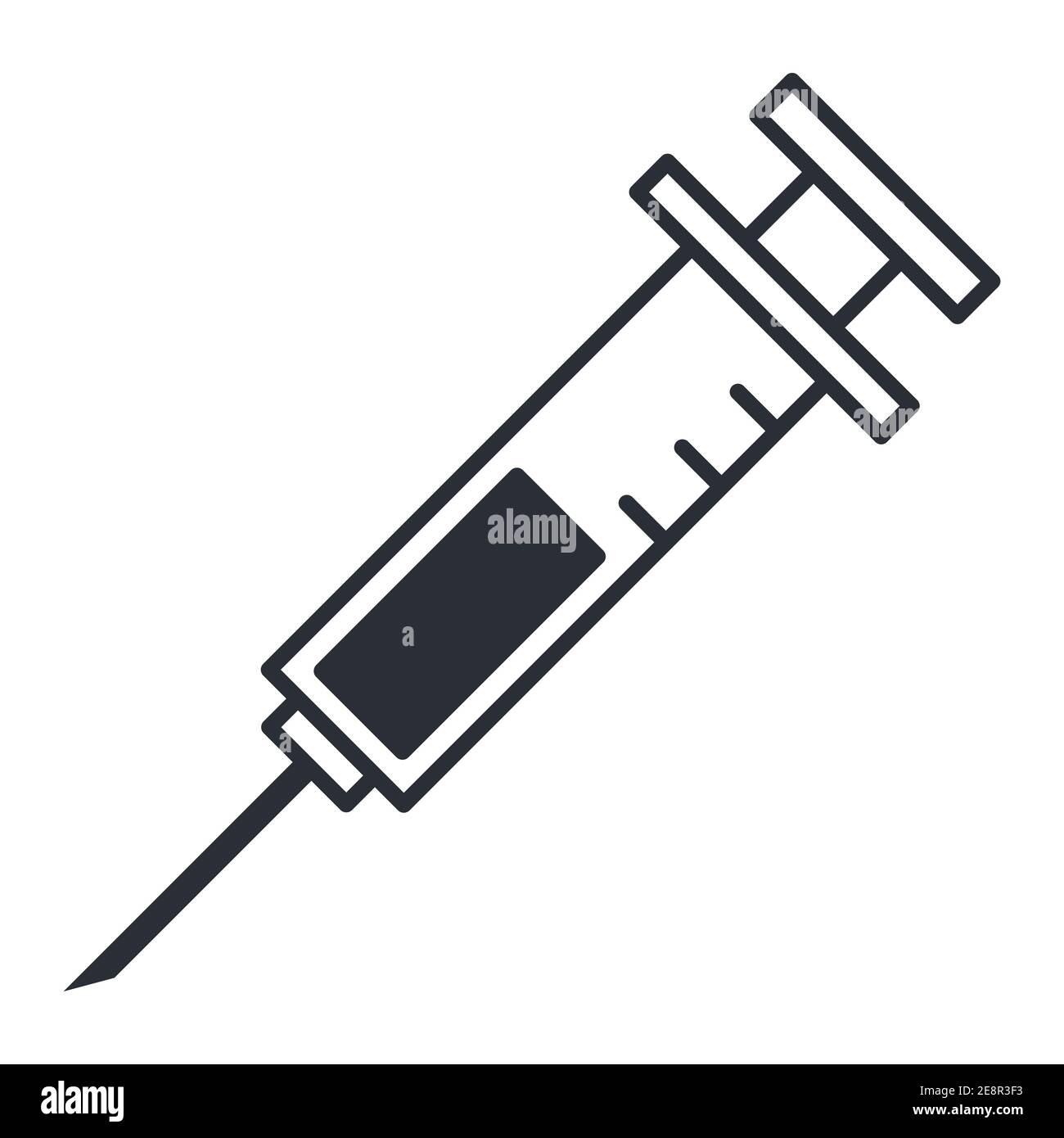 Symbole médical d'injection de seringue ou illustration d'icône de vecteur pour la vaccination ou pharmacie Illustration de Vecteur