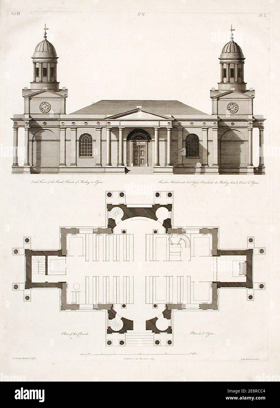 Église Mistley par Robert et James Adam. Publié 1776. Banque D'Images