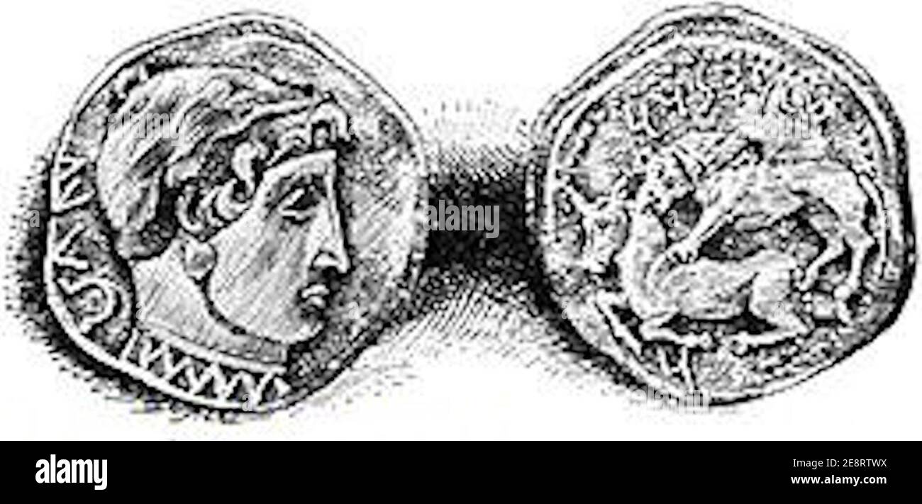 Moneda alejandro magno. Banque D'Images