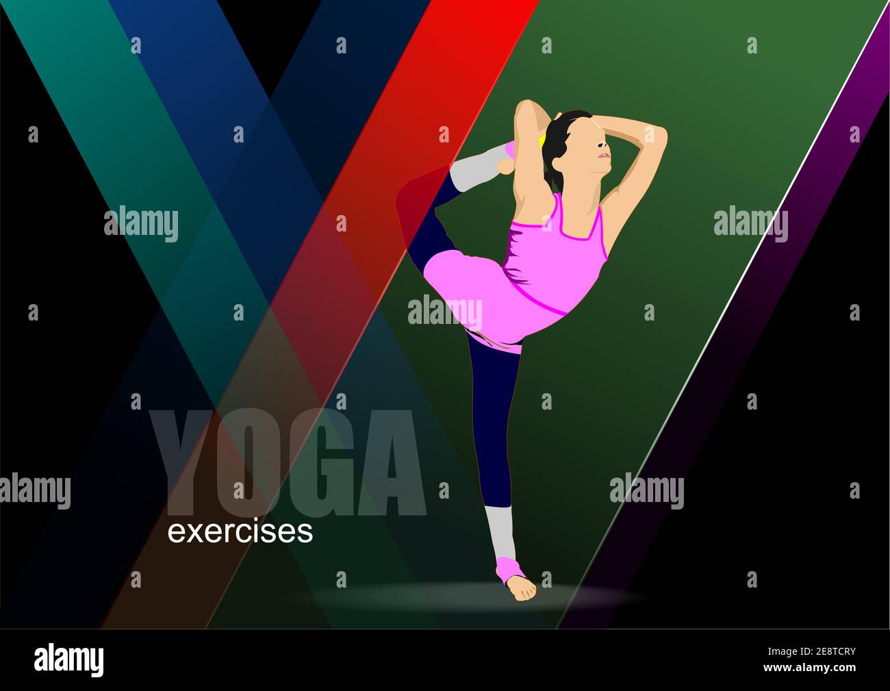 Femme pratiquant des exercices de yoga. Illustration 3d vectorielle Illustration de Vecteur