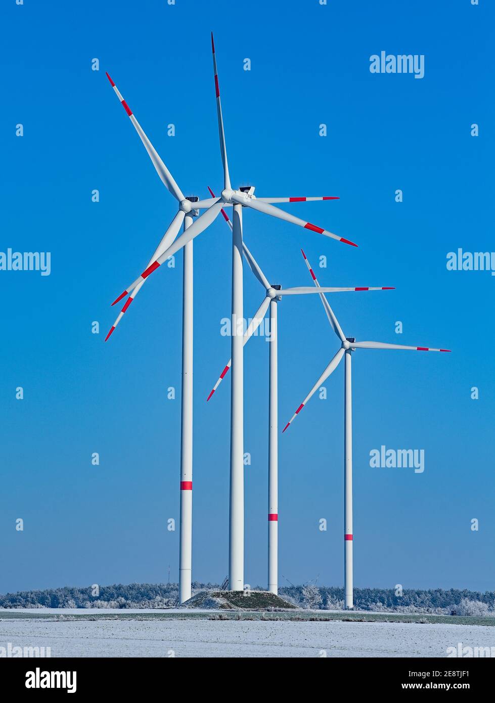 31 janvier 2021, Brandebourg, Jacobsdorf: Parc éolien 'Odervorland' dans le district d'Oder-Spree. Photo: Patrick Pleul/dpa-Zentralbild/ZB Banque D'Images