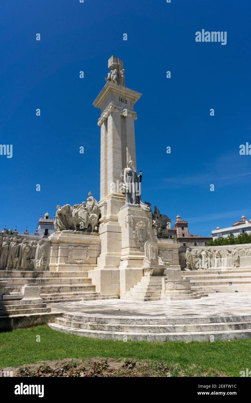 Monument aux Cortes et à la Constitution de 1812, Plaza de Espana, Cadix, Espagne. Banque D'Images