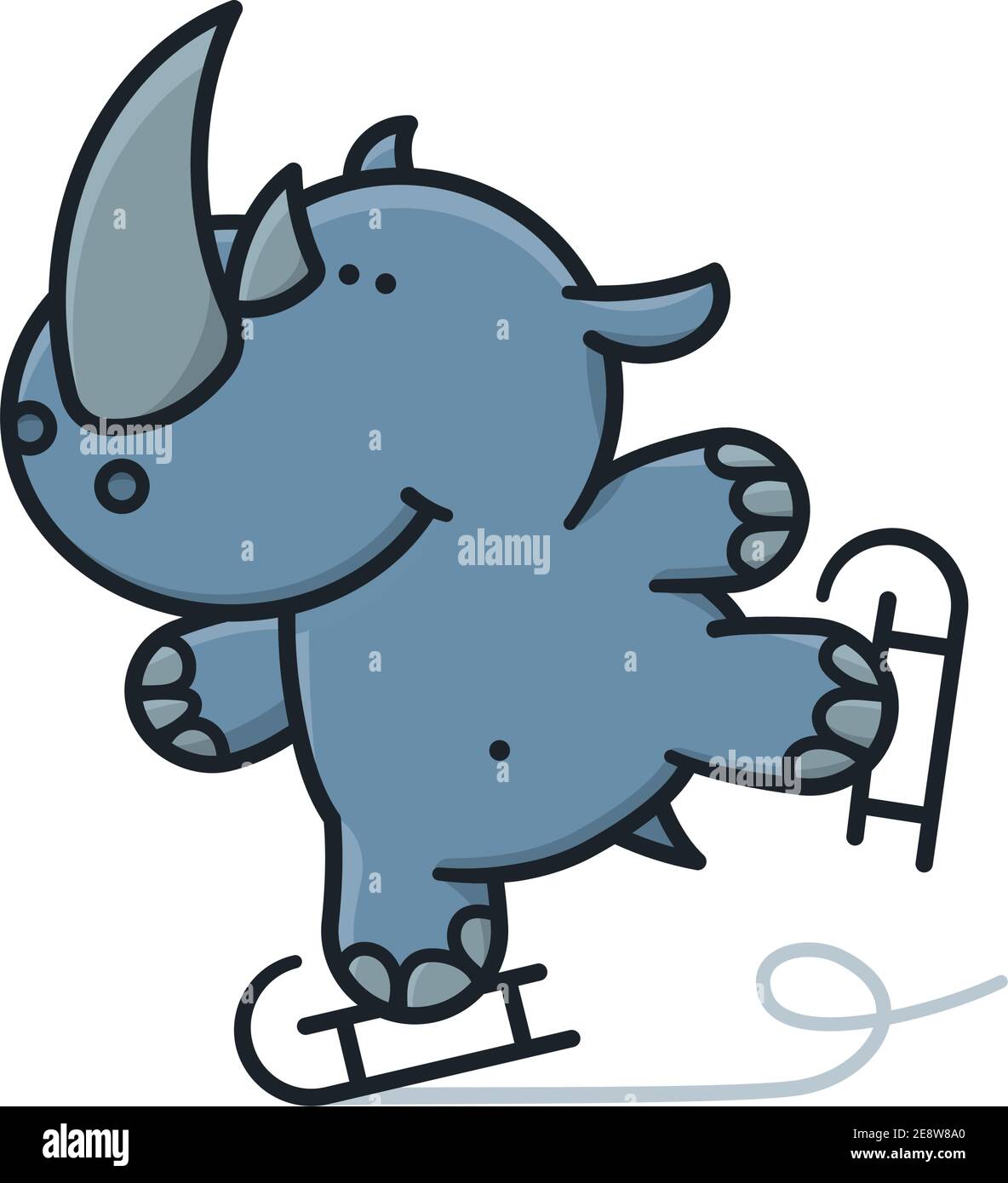 Illustration vectorielle isolée de personnage de dessin animé de rhinocéros de patinage sur glace pour Rhino Le 22 septembre Illustration de Vecteur