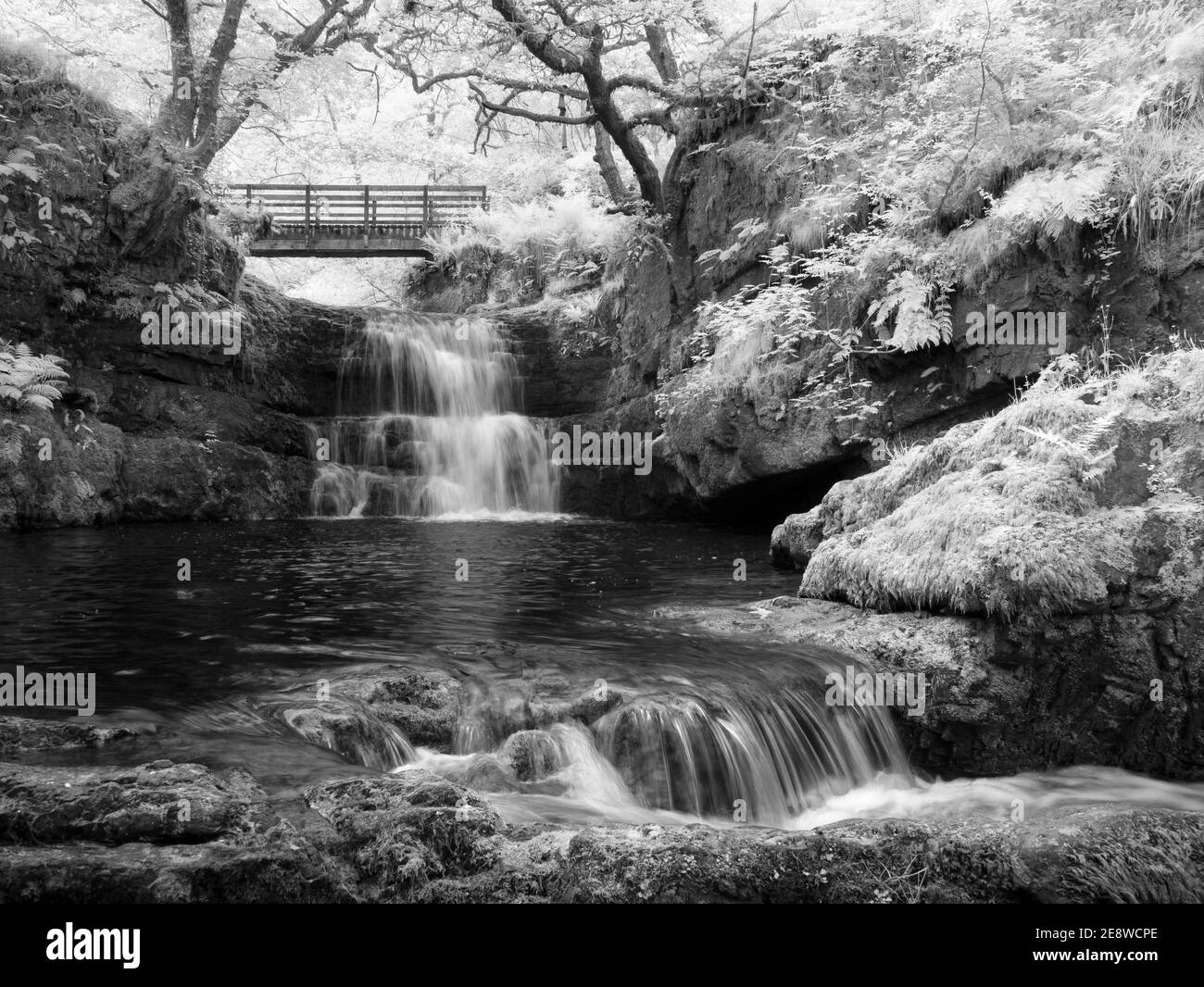 Les chutes de Sgydau Sychryd dans le parc national de Bannau Brycheiniog (Brecon Beacons), au sud du pays de Galles. Banque D'Images