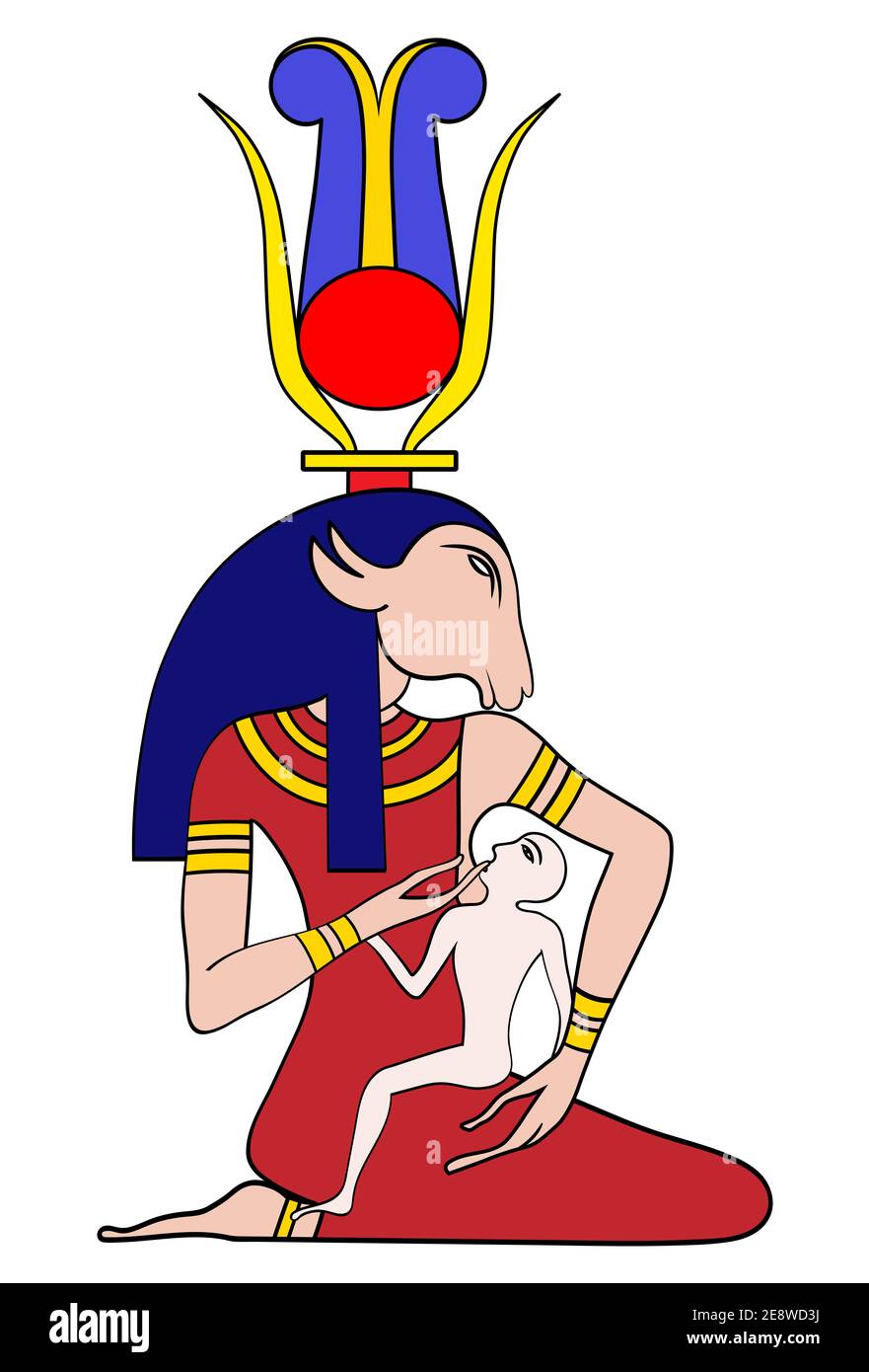 Divinité égyptienne - Isis avec Horus l'enfant - guérison la divinité est particulièrement invoquée dans la guérison des enfants Banque D'Images