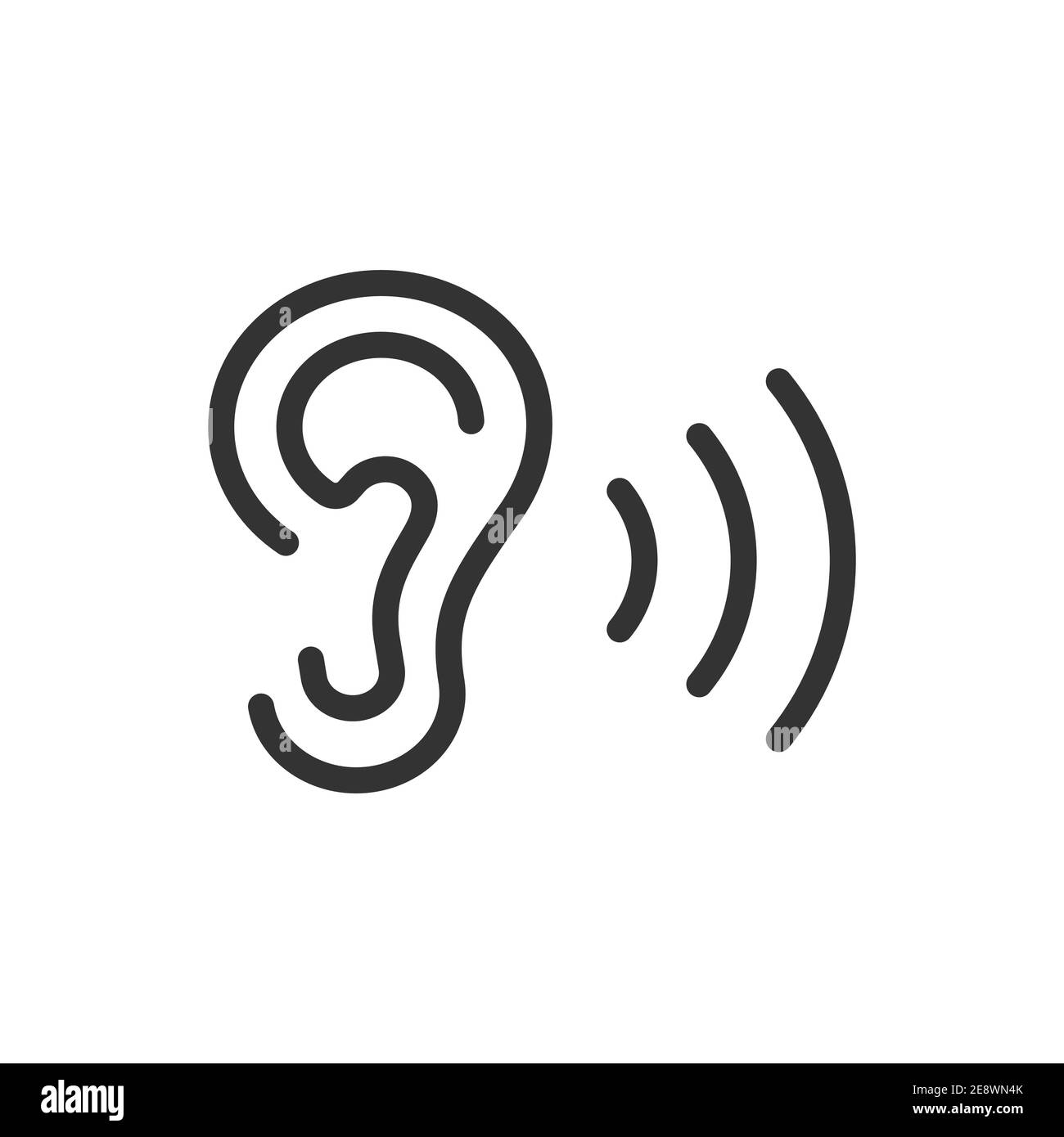 Icône de l'oreille, symbole de l'audition. Design plat pour une application Web ou mobile. Contour modifiable. Illustration de Vecteur