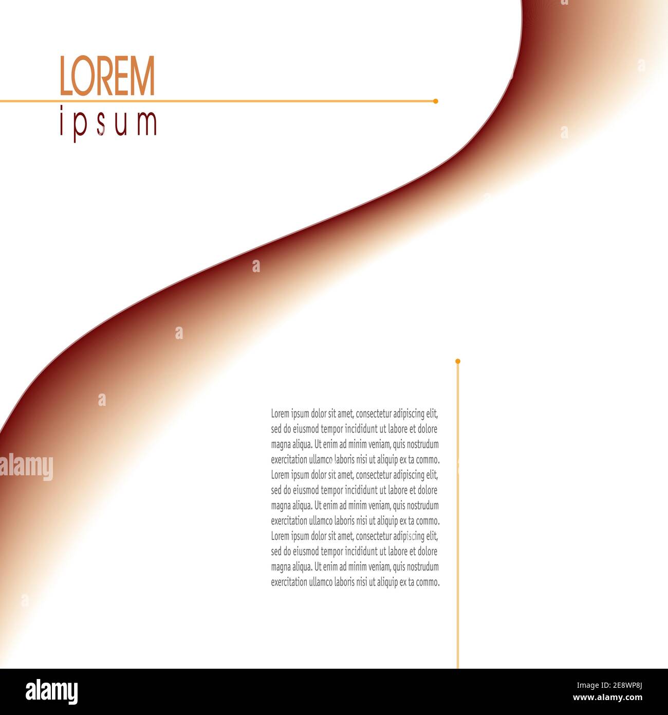 Modèle avec vague marron et orange abstraite. Arrière-plan blanc. Mise en page vectorielle créative pour la promotion, la brochure, l'affiche, la brochure, la brochure, la page du livre. EPS10 Illustration de Vecteur