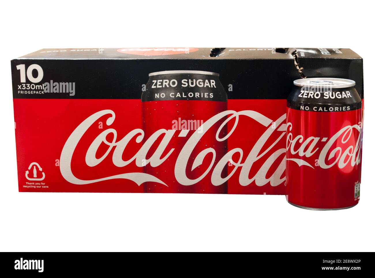 Boîte et boîte de zéro sucre sans calories Coca Cola Banque D'Images