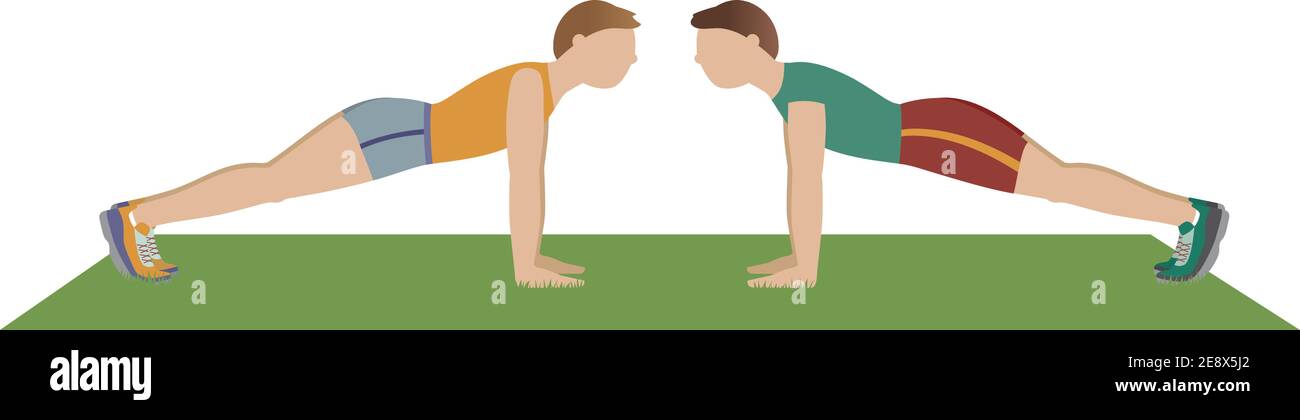 Deux hommes faisant des exercices de flexion - illustration Illustration de Vecteur