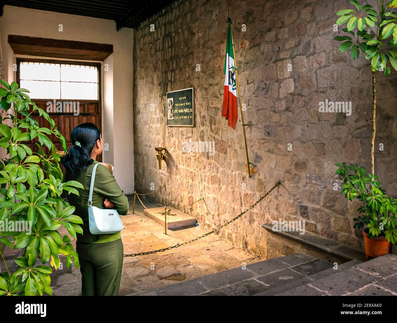 Monument au homonyme de Morelia, héros de l'indépendance Jose María Morelos, dans le centre-ville de Morelia, Michoacan, Mexique. Banque D'Images