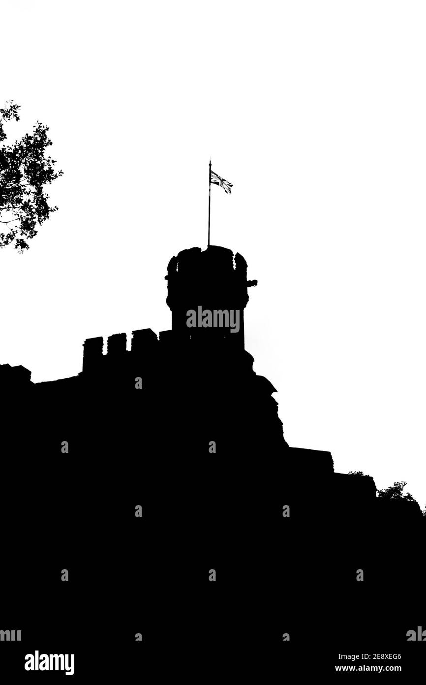 Silhouette de la tour d'observation du château de Lincoln, prise Union volante Banque D'Images