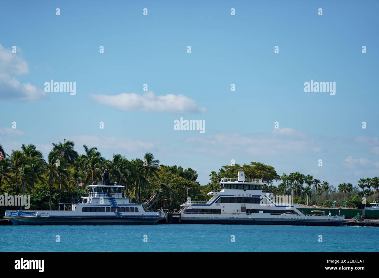 Ferry sur Fisher Island Miami Beach Banque D'Images