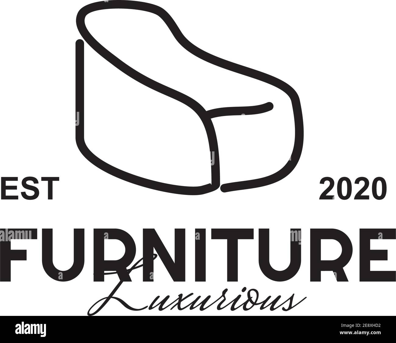 modèle vectoriel de logo de sofa noir ligne simple Illustration de Vecteur
