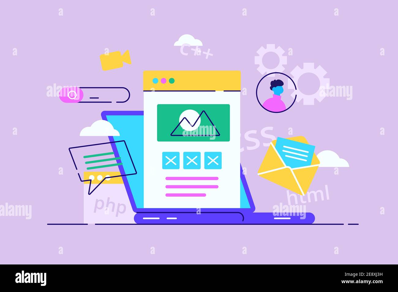 Développement Web. Illustration vectorielle moderne à motif plat Illustration de Vecteur