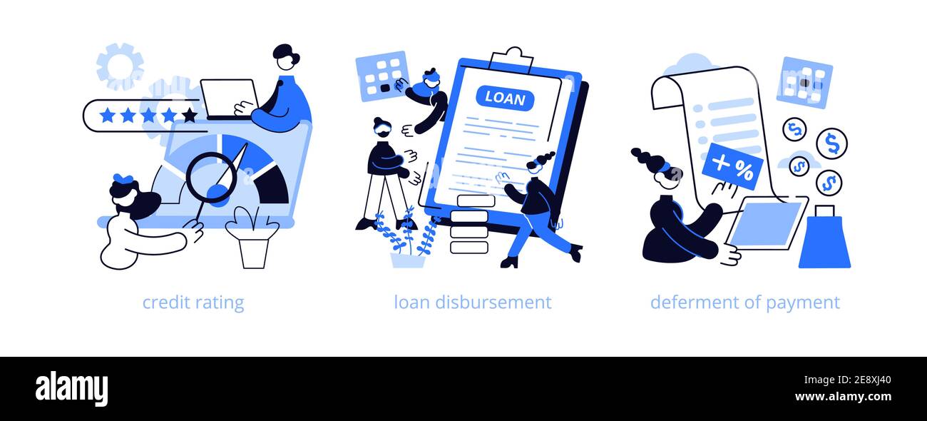 Jeu d'illustrations vectorielles du concept abstrait du service bancaire. Cote de crédit Illustration de Vecteur
