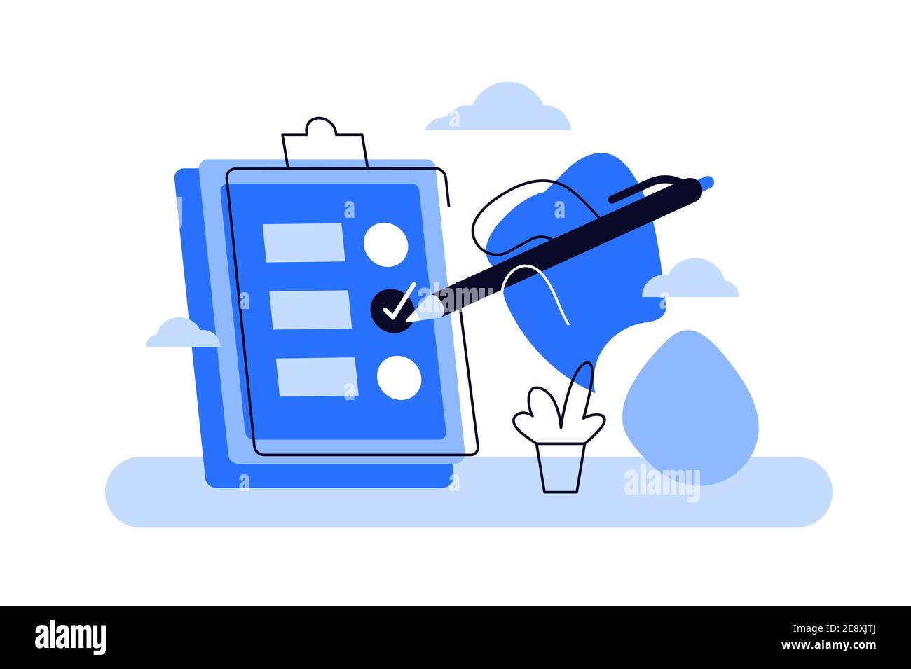 Illustration de dessin animé vectoriel du presse-papiers à main avec liste de contrôle Illustration de Vecteur