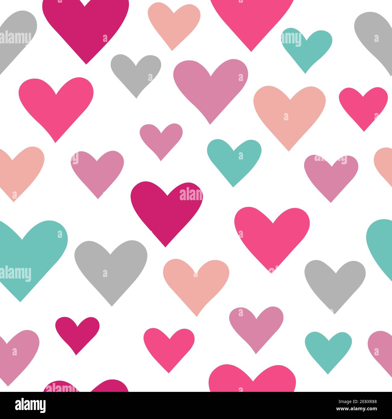 Collection de coeurs colorés, motif en tissu sans couture. Ensemble de symboles amour. Modèle de conception graphique abstrait isolé. Carte de Saint-Valentin Illustration de Vecteur