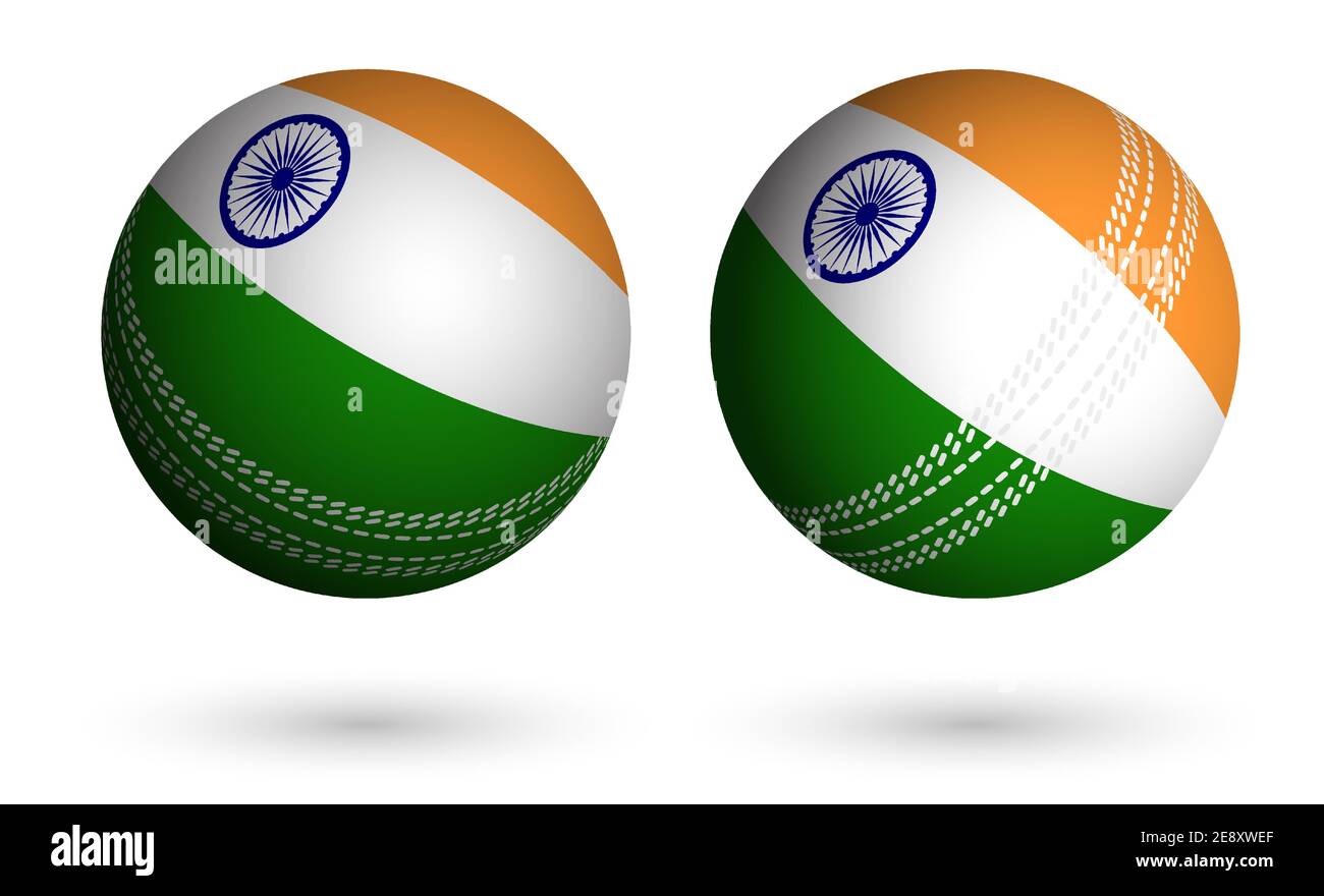ballon de cricket dans un style réaliste aux couleurs du drapeau de l'inde. Sports d'équipe d'été. vecteur 3d sur fond blanc Illustration de Vecteur