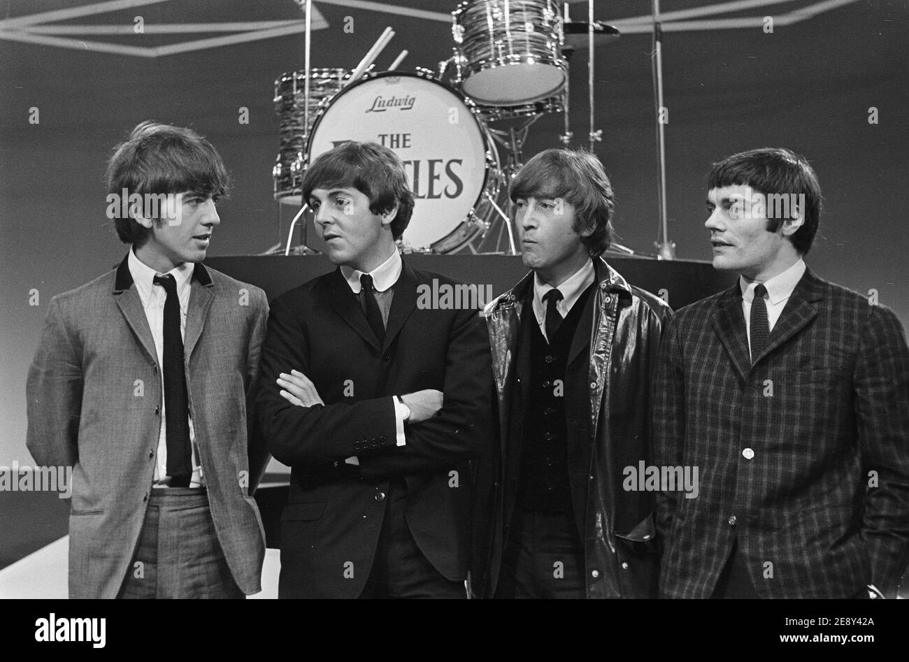Les Beatles sans Ringo Starr qui était malade en ce moment, remplacé par Jimmy Nicol Banque D'Images