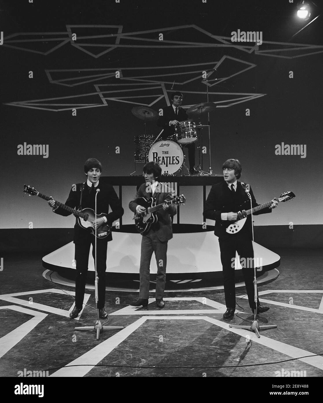 Télévision en Hollande / pays-Bas (les Beatles sans Ringo Starr qui était malade en ce moment, remplacé par Jimmy Nicol) Banque D'Images