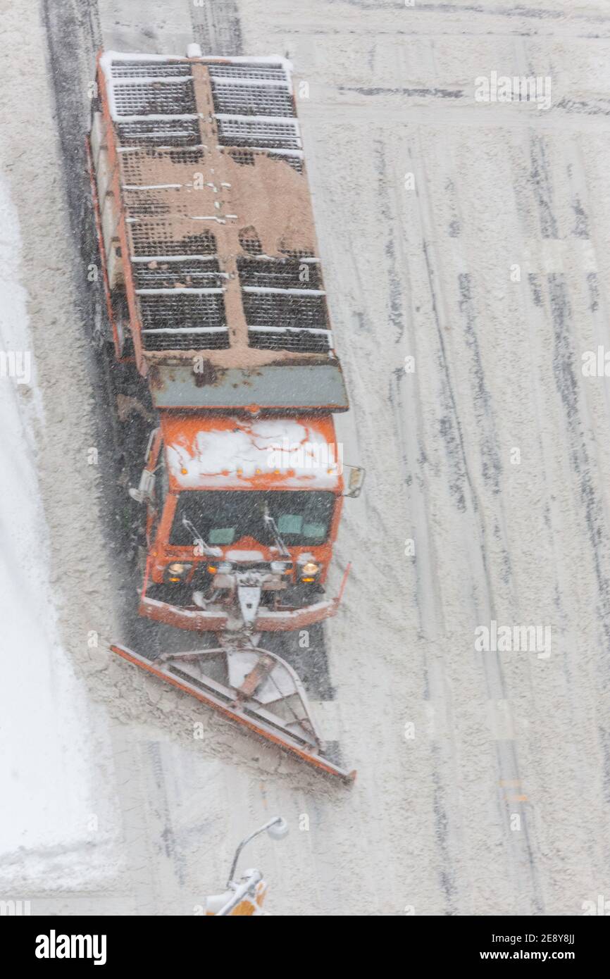 La tempête d'hiver monstre Orlena créé des conditions de blanc-out à New York City le premier février 2021, États-Unis Banque D'Images