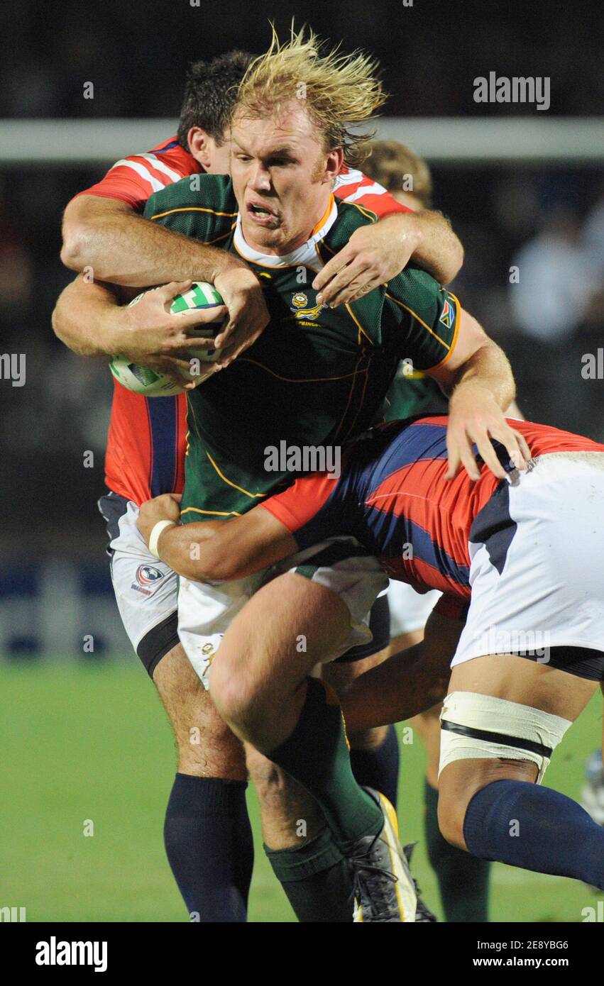 Scrak Burger d'Afrique du Sud lors de la coupe du monde de rugby IRB, un match au Stade de la Mosson, à Montpellier, en France, le 30 septembre 2007. L'Afrique du Sud a gagné 64-15. Photo de Nicolas Gouhier/Cameleon/ABACAPRESS.COM Banque D'Images