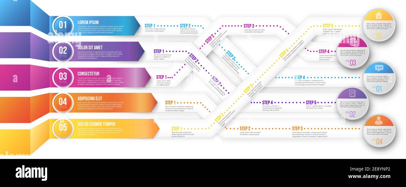 Flèches de style infographique 3D, chemins de feuille de route ...
