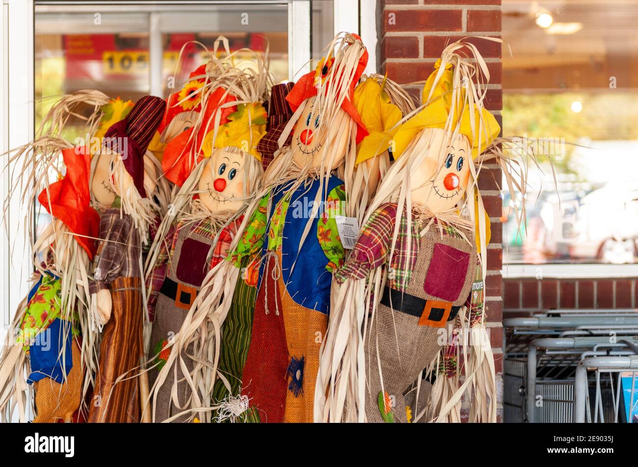 Arnaques farcies décorées de balles de maïs à vendre dans un supermarché. Banque D'Images