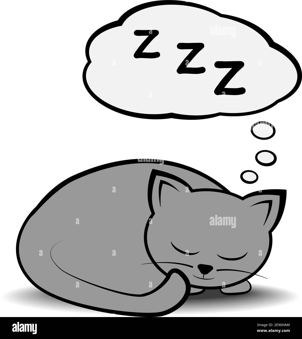 joli chat endormi courbé avec illustration de vecteur de bulle de parole Illustration de Vecteur