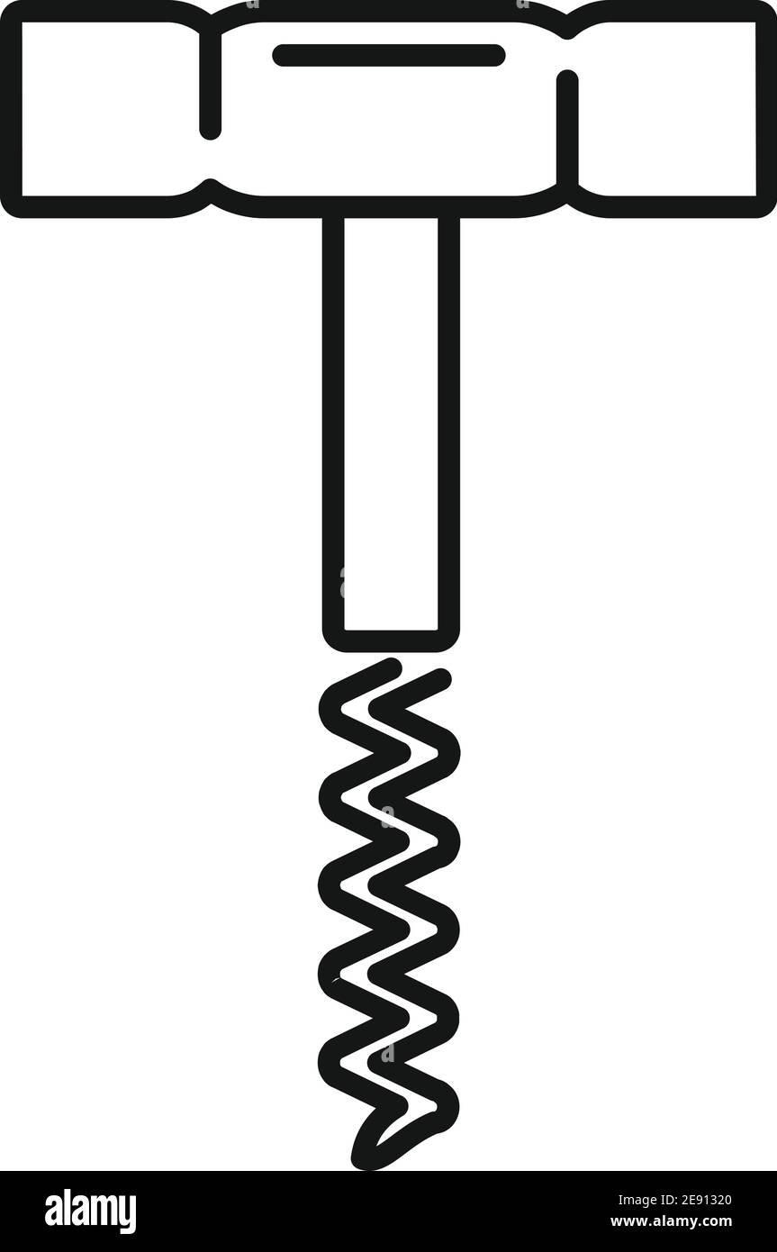 Icône style du contour, tire-bouchon Illustration de Vecteur