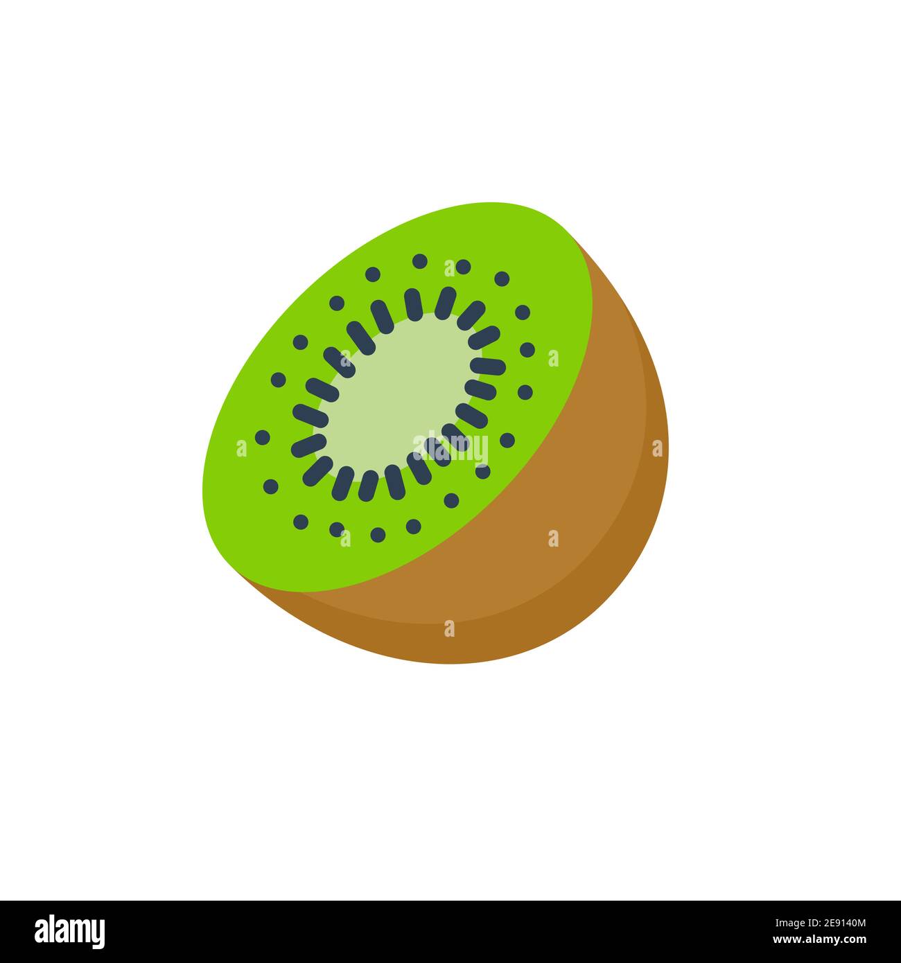 Illustration de l'icône du vecteur de fruit kiwi. Demi kiwifruit logo dessin animé plat isolé icône Illustration de Vecteur