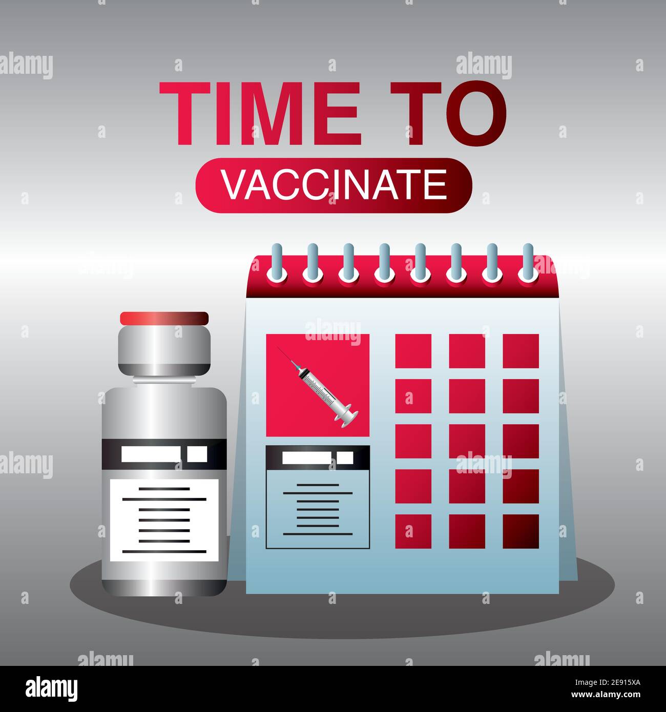 vaccin mondial, il est temps de vacciner le calendrier de protection contre l'illustration du vecteur covid 19 Illustration de Vecteur