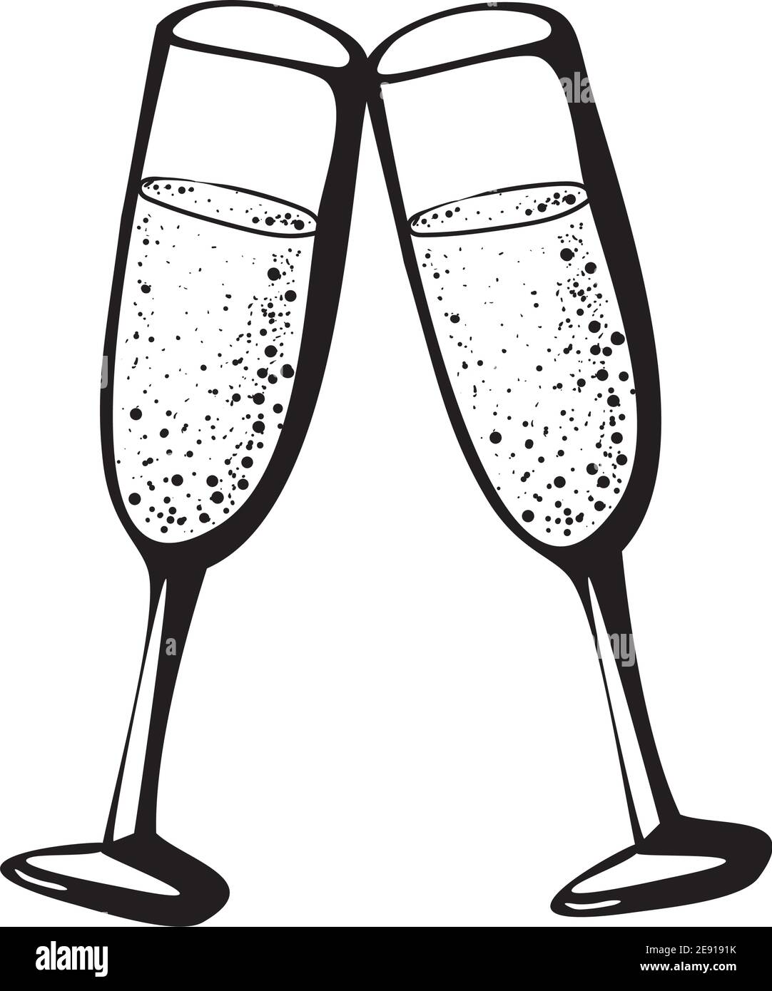 Dessin A L Encre Noire De L Esquisse A Motif De Caniche Vectoriel Dessine A La Main Champagne Verres Couple Amour Anniversaire Saint Valentin Fete Boisson Hourra Active Image Vectorielle Stock Alamy