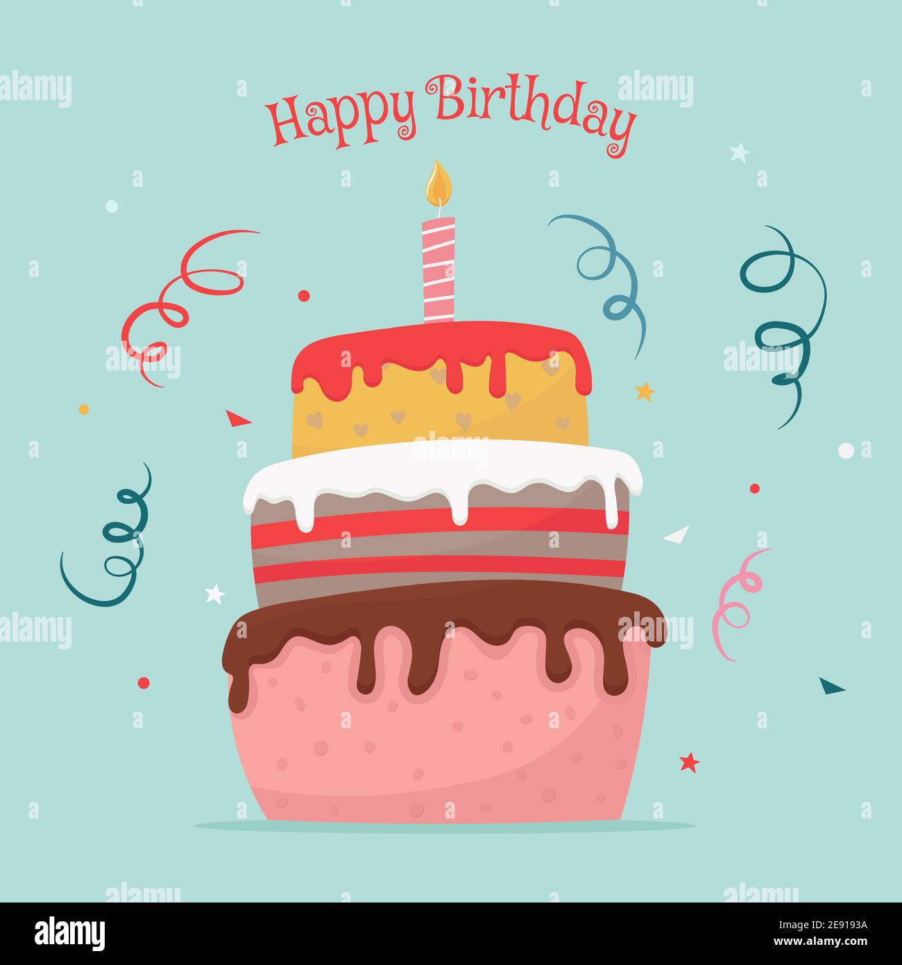 Carte De Vœux De Joyeux Anniversaire Avec Gateau A Trois Niveaux Illustration Vectorielle De Style Dessin Anime A Plat Image Vectorielle Stock Alamy Carte De Vœux De Joyeux Anniversaire Avec Gateau A Trois Niveaux Illustration Vectorielle De Style Dessin Anime A Plat Image Vectorielle Stock Alamy