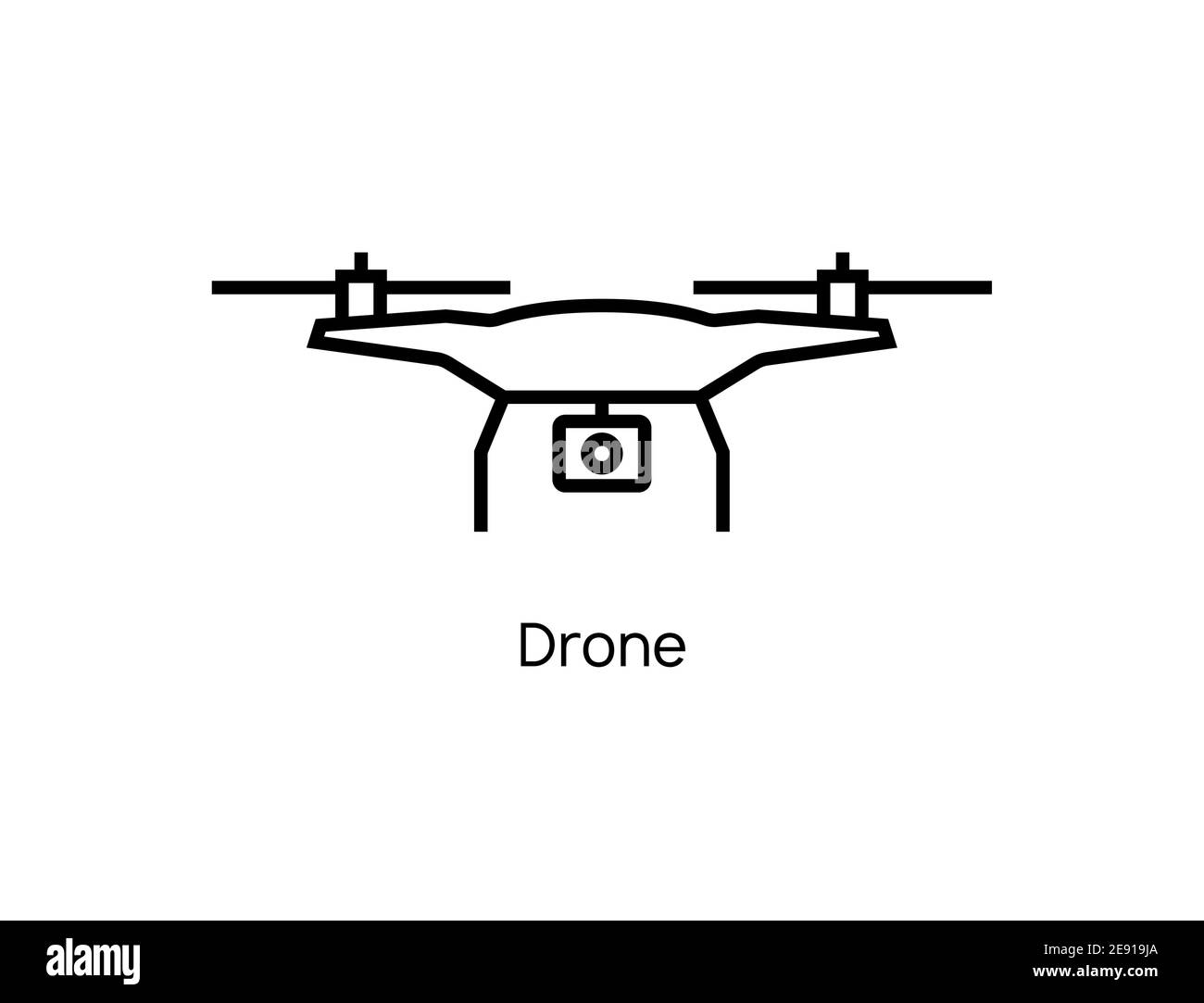 Illustration du logo quadcopter à lignes vectorielles d'icône de drone. Icône d'antenne de livraison de caméra de drone Illustration de Vecteur