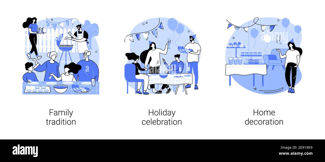 Illustrations vectorielles de concept abstrait de la fête maison. Illustration de Vecteur