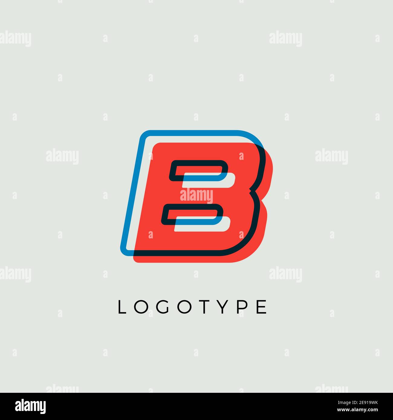 Superbe lettre B avec contour de couleur 3d, motif lettre minimaliste pour le logo de bande dessinée moderne, titre de dessin animé, lettrage créatif et monogramme d'art Illustration de Vecteur