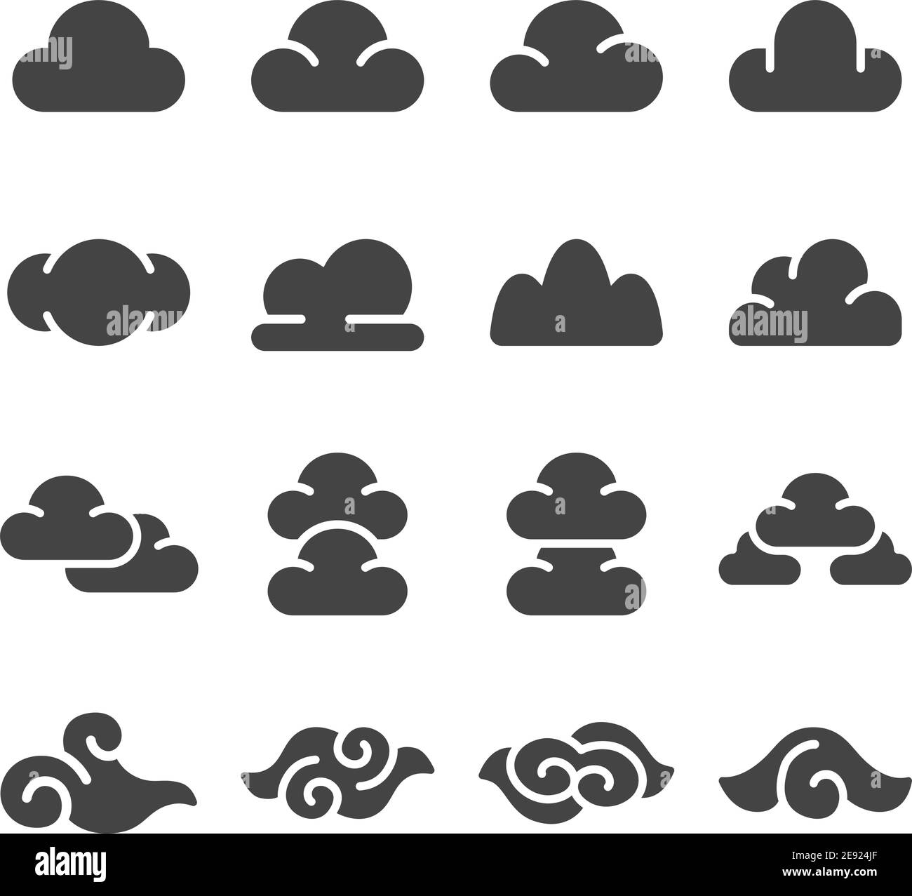 ensemble d'icônes de nuage, style solide, vecteur et illustration Illustration de Vecteur